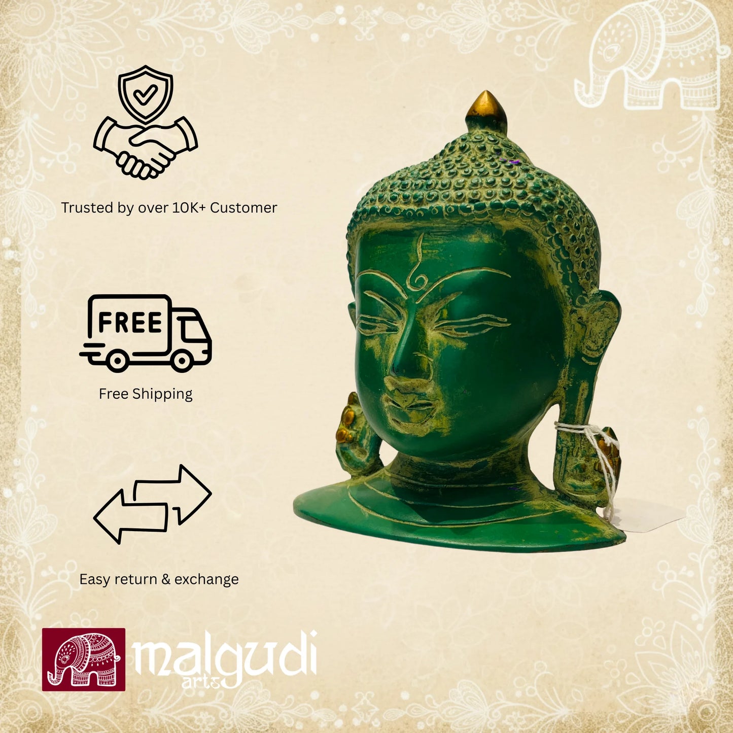 Buddha wall hanging for Gardens, 100% Brass
