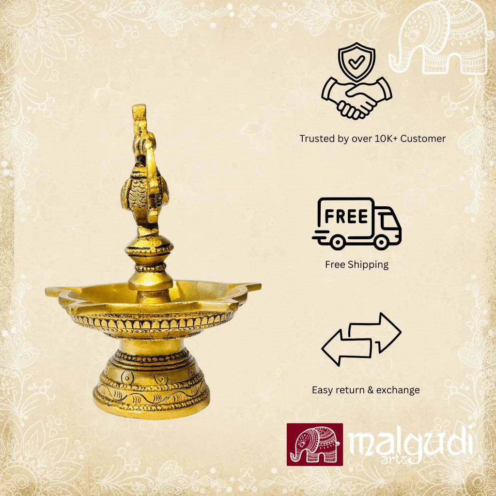 Brass deepam with Annapakshi design