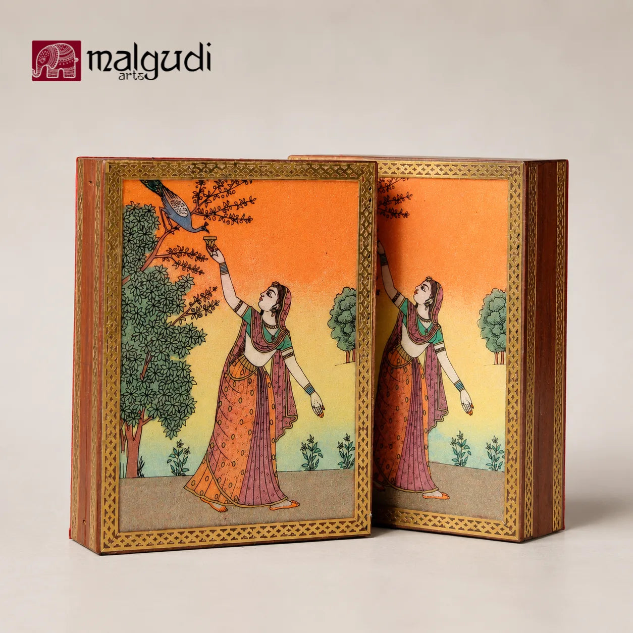 Large Vintage Style Wooden Jewellery Box by MalgudiArts (view 3)