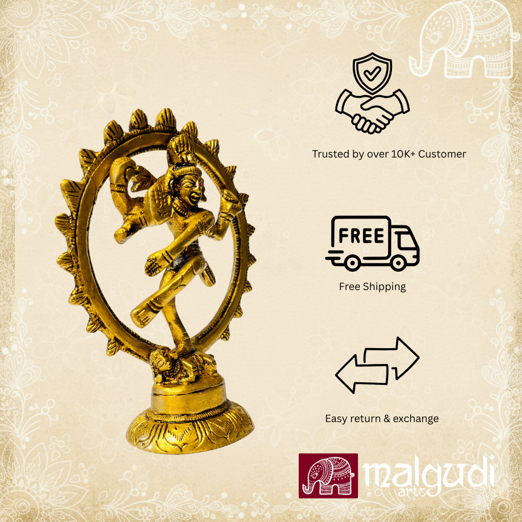 Lord Nataraja Cosmic Dance Brass Statue by MalgudiArts (view 3)