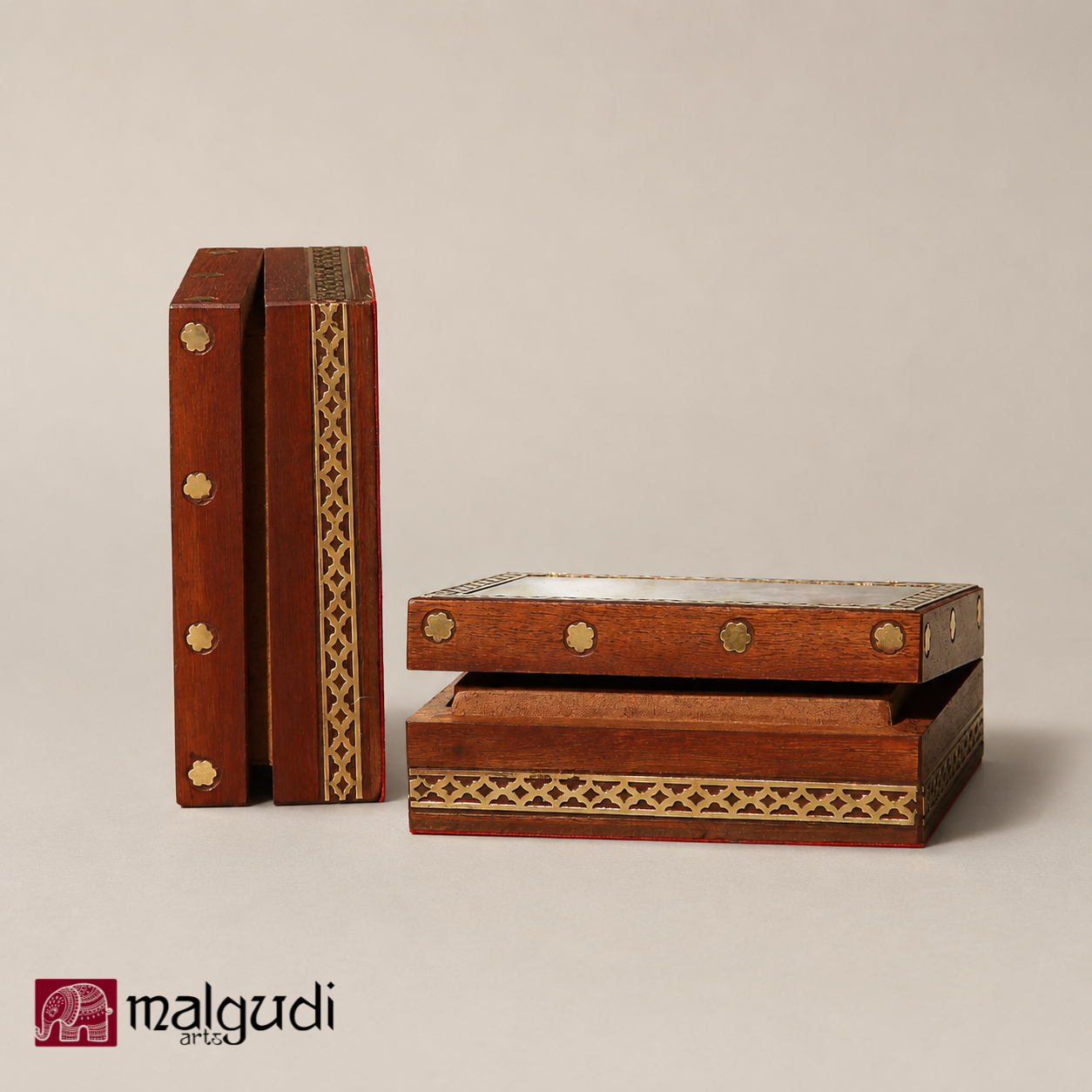 Small Vintage Style Wooden Jewellery Box by MalgudiArts (view 3)