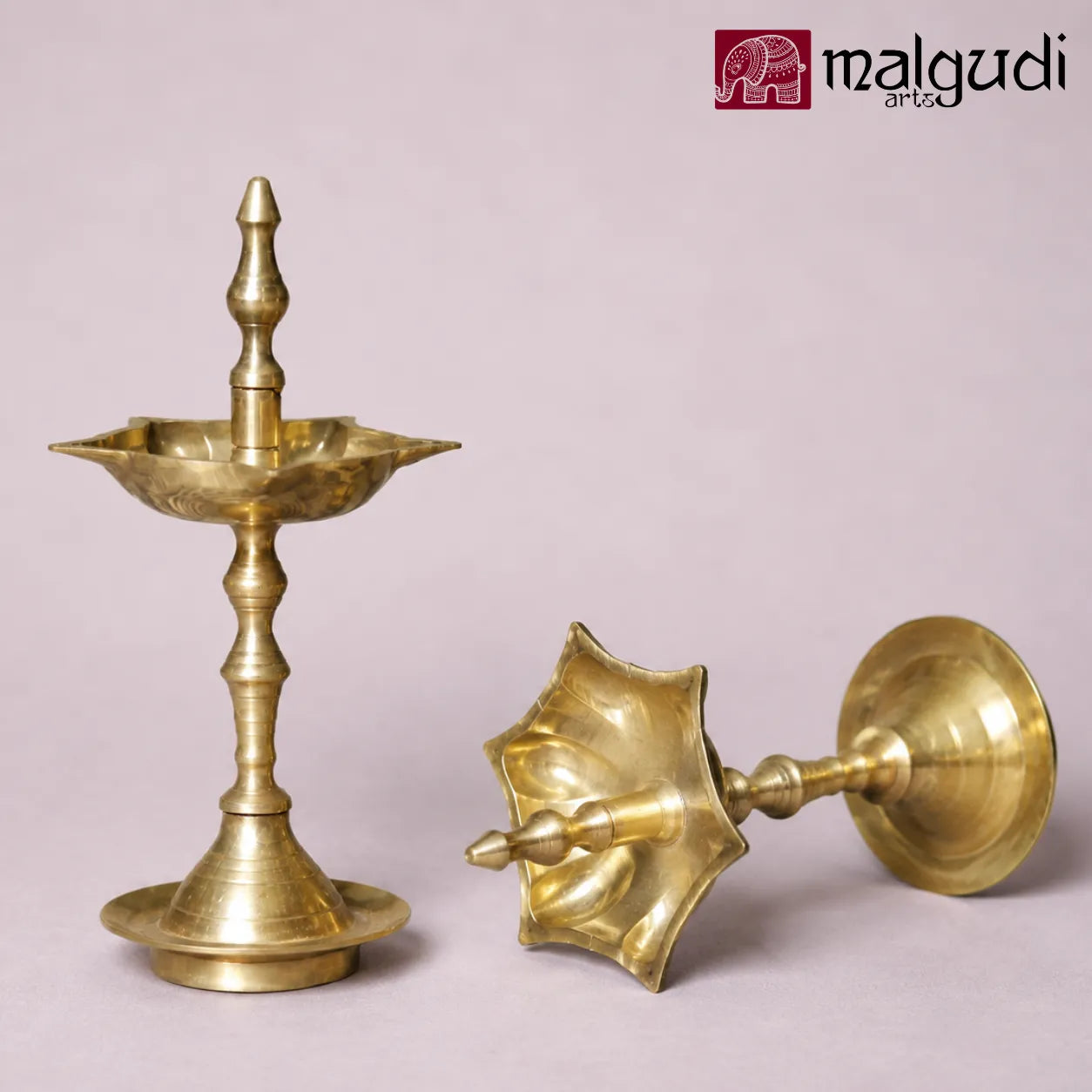 Pair of Small Brass Diyas for Pooja by MalgudiArts (view 2)