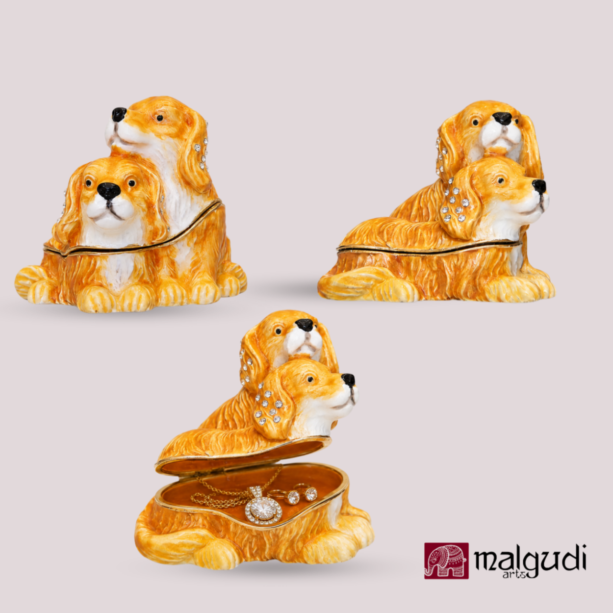 Dog Enamel Trinket Box and Jewellery Organizer by MalgudiArts (view 4)