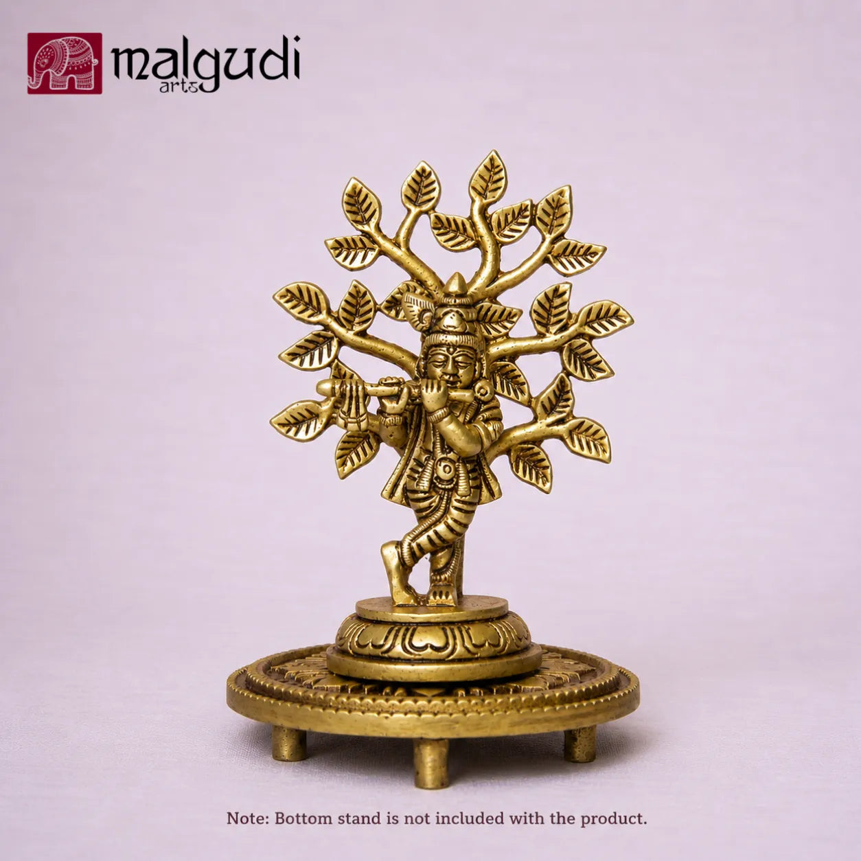 Lord Krishna with Kalpavruksha Brass Idol by MalgudiArts (view 4)