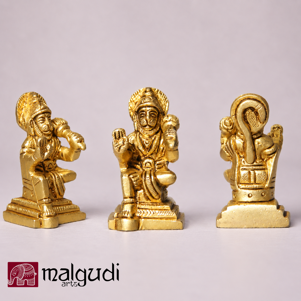 Hanuman idol in sitting posture, brass idol for pooja and home decor