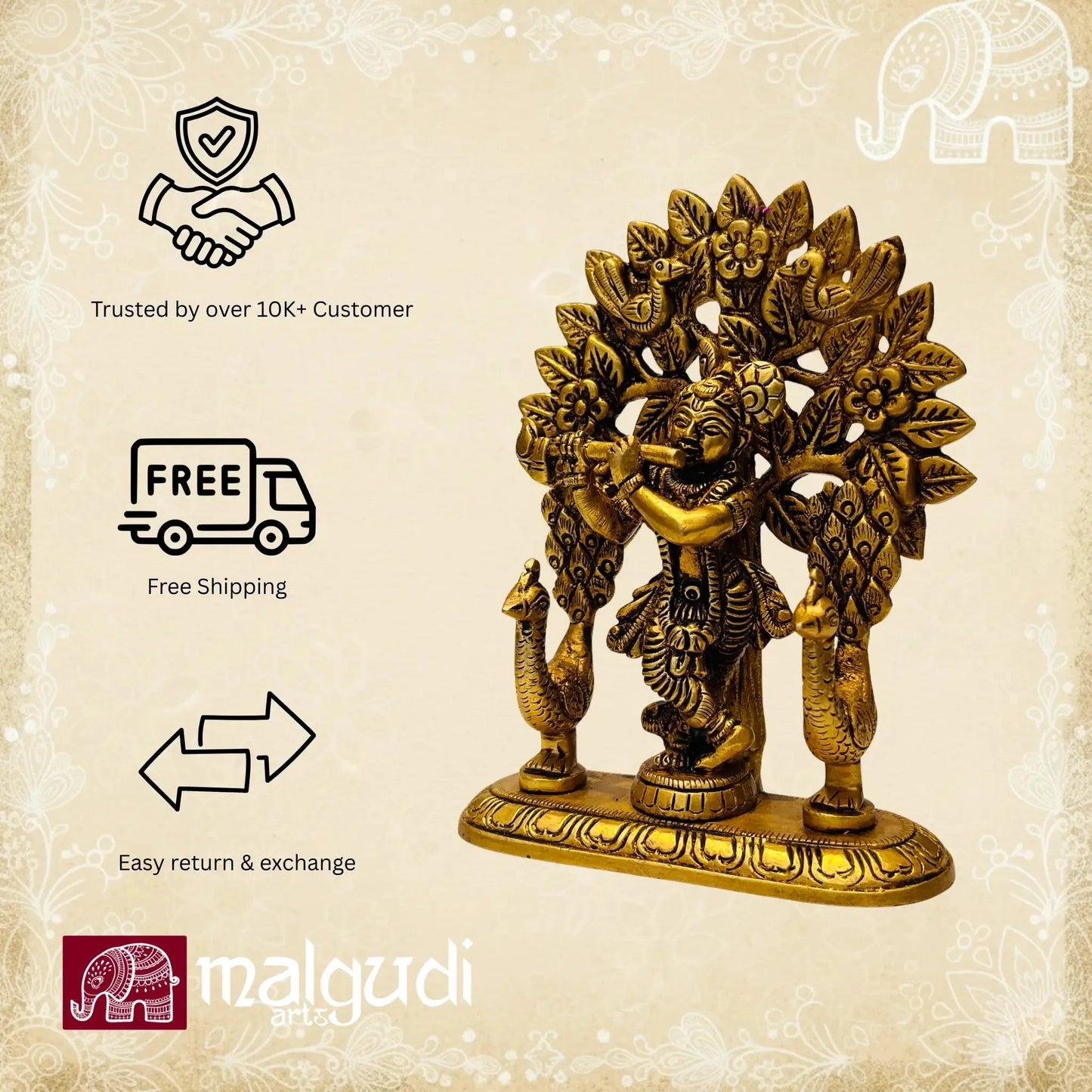Lord bala Krishna brass idol, for pooja and home decors