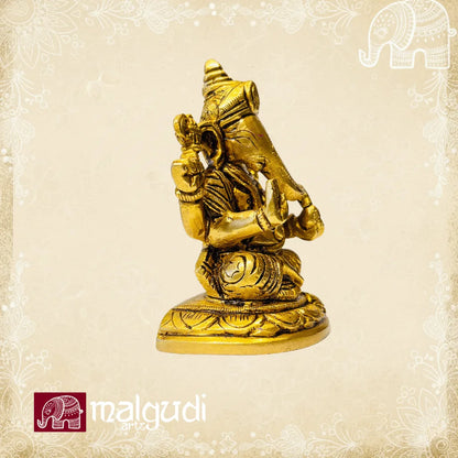 Intricate brass statue of Lord Ganesha, 100% brass