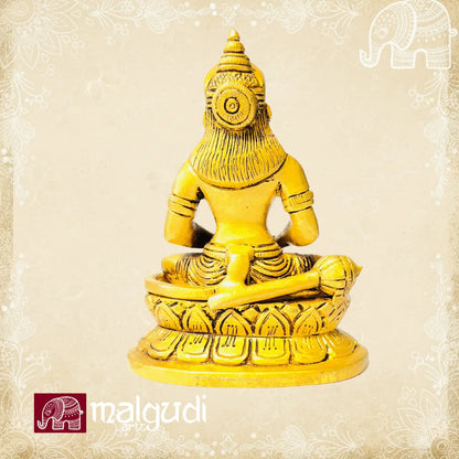 Brass Hanuman in meditative pose, 100% Brass