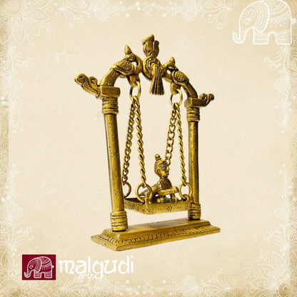 Brass swing set with bala krishna deity