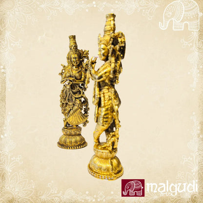 Radha Krishna statue, fine artistic details, 100% Brass