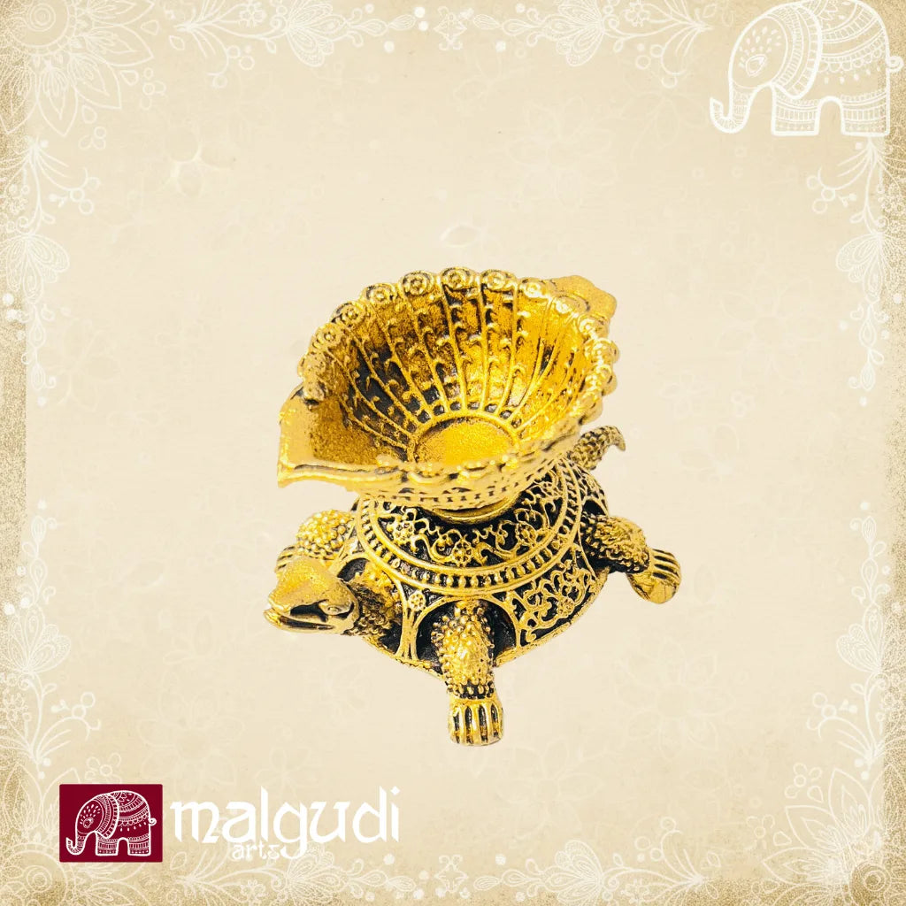 Brass turtle incense burner, traditional diya