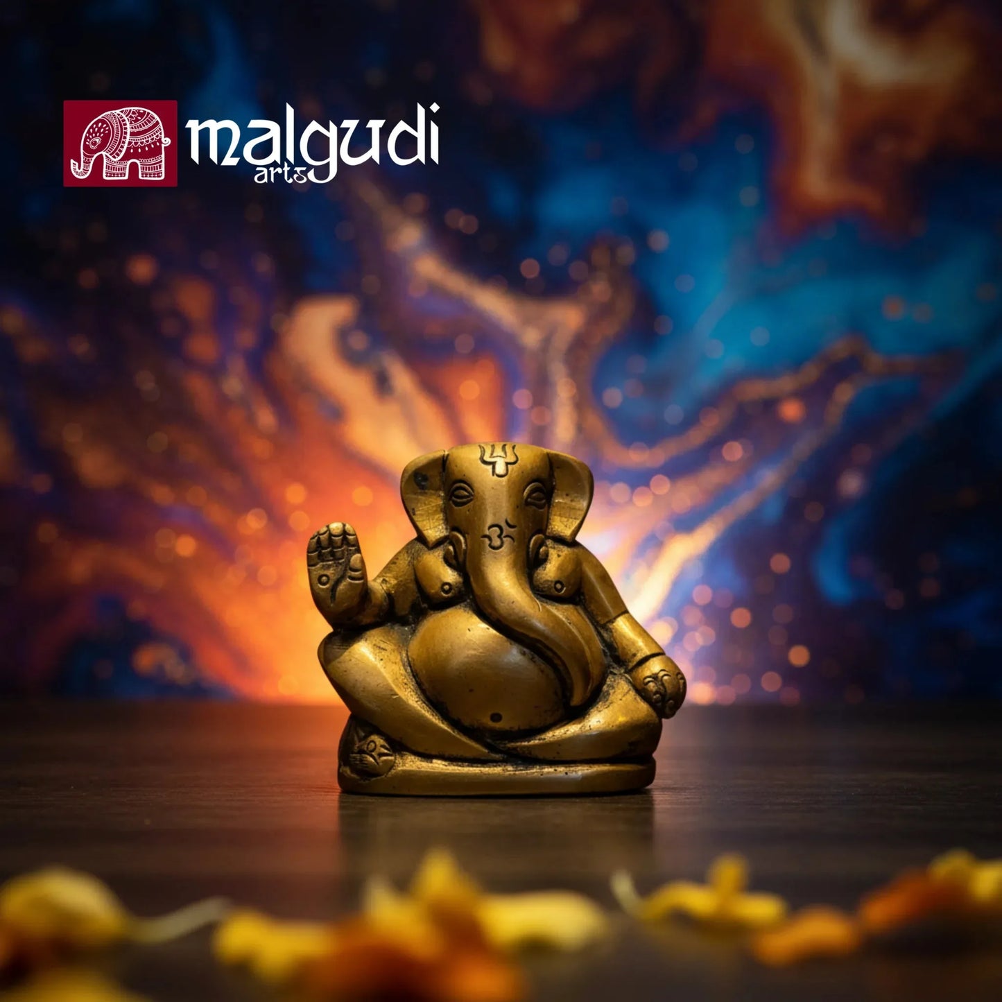 Ganesha in Aashirwad Blessing Pose, 100% Brass by MalgudiArts