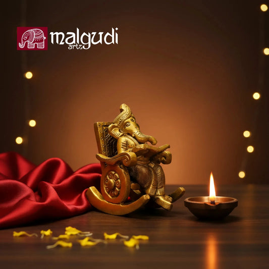 Fine Brass Ganesh in swinging chair, 100% Brass