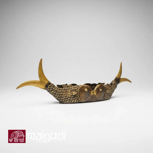 Antique Style Brass and Bronze Fish Bowl Urli by MalgudiArts