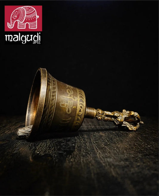Tibetan Buddhist Bronze Bell & Vajra (Dorje) – Handmade Antique Ritual Set | MalgudiArts
