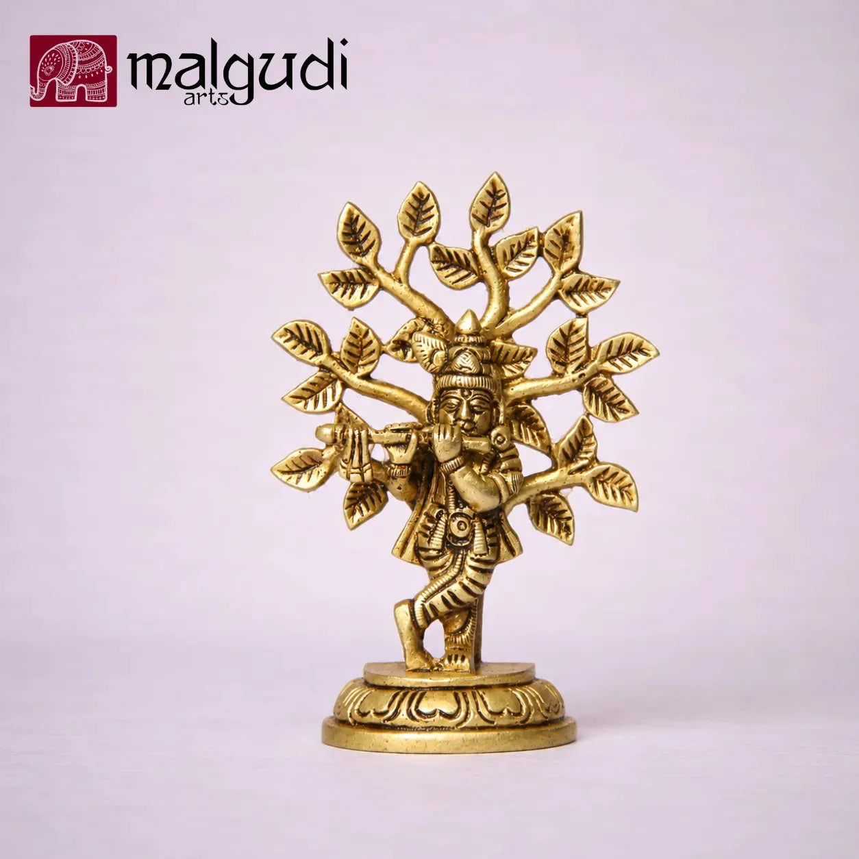 Lord Krishna with Kalpavruksha Brass Idol by MalgudiArts