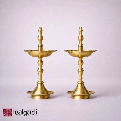 Pair of Small Brass Diyas for Pooja by MalgudiArts
