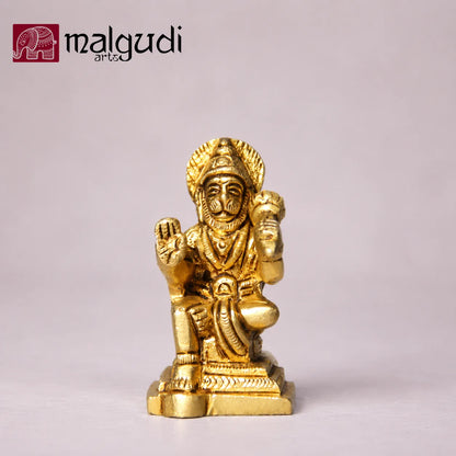 Sitting Hanuman Brass Idol for Pooja and Home Décor by MalgudiArts