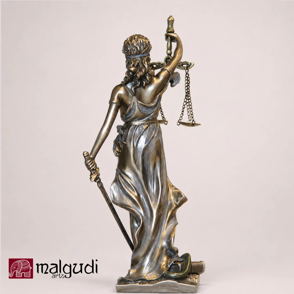 Lady Justice Statue, Matte Bronze Finish Showpiece by MalgudiArts (view 3)