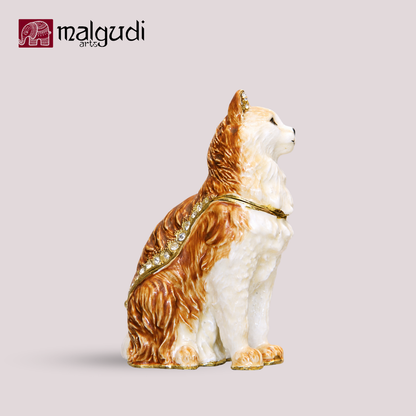 Handpainted Enamel Cat trinket box, jewlery organizer