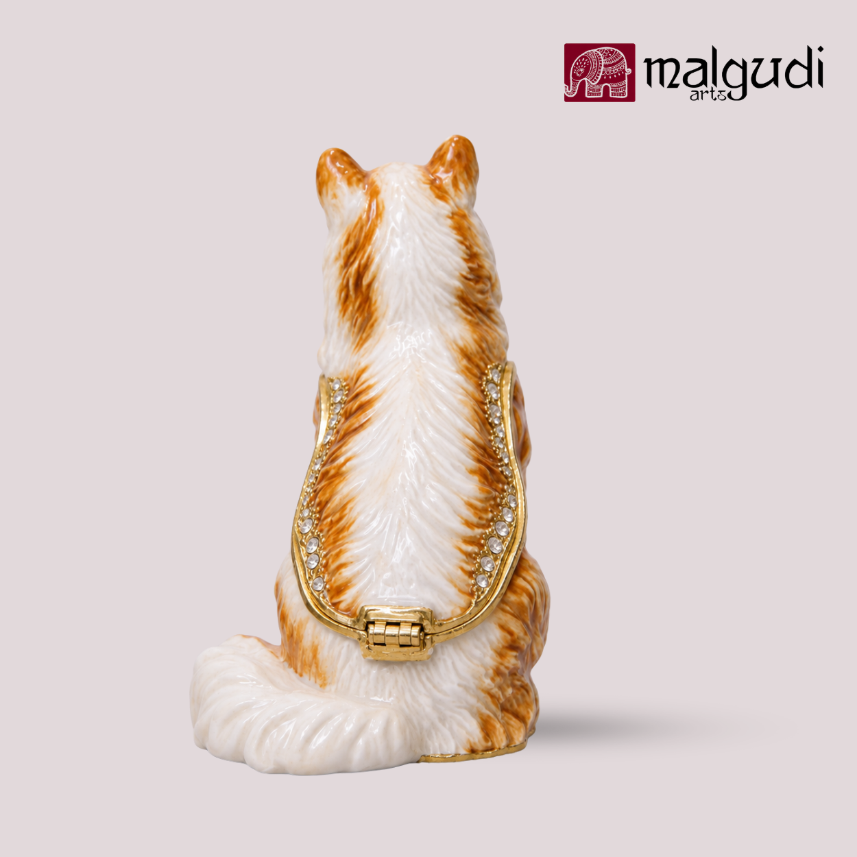 Cat Hand Painted Enamel Trinket Box by MalgudiArts (view 3)