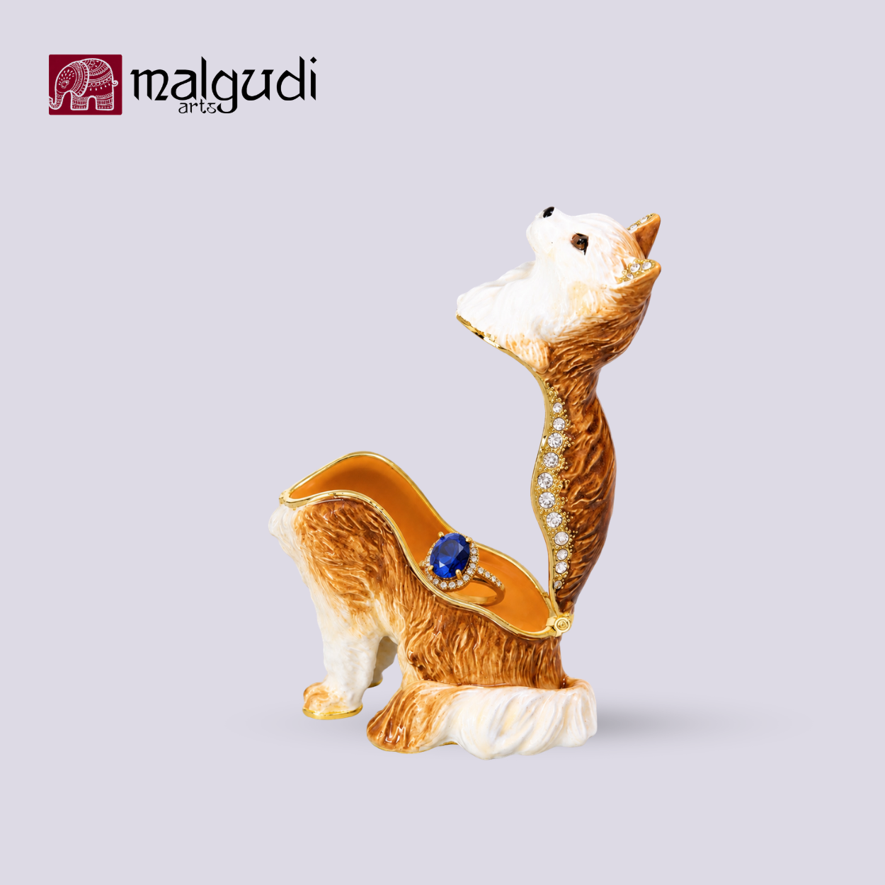 Cat Hand Painted Enamel Trinket Box by MalgudiArts (view 4)