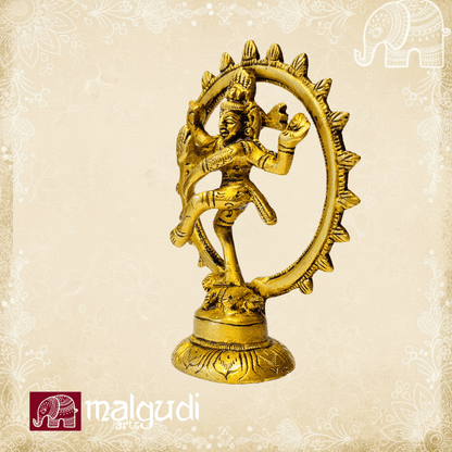 Lord Nataraja Cosmic Dance Brass Statue by MalgudiArts (view 2)