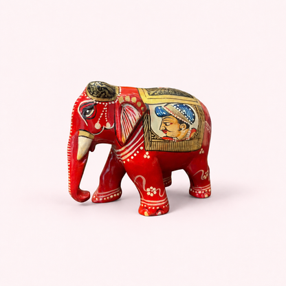 Hand-painted Red wooden Elephant, Jaipur Arts