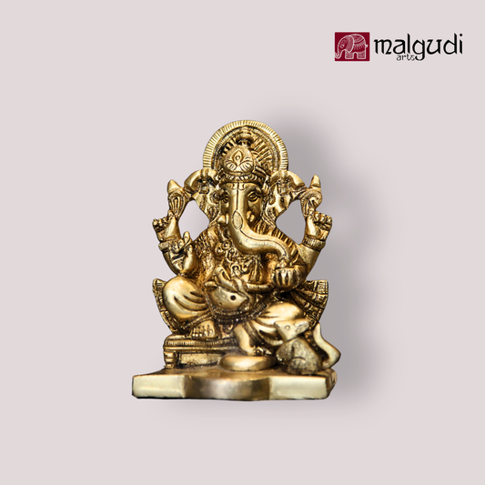 Lord Ganesha Brass Idol for Pooja Room and Home Décor by MalgudiArts