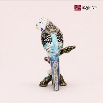 Enamel cyan sparrow trinket box, jewelery organizer gift
