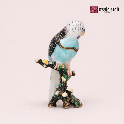 Enamel cyan sparrow trinket box, jewelery organizer gift