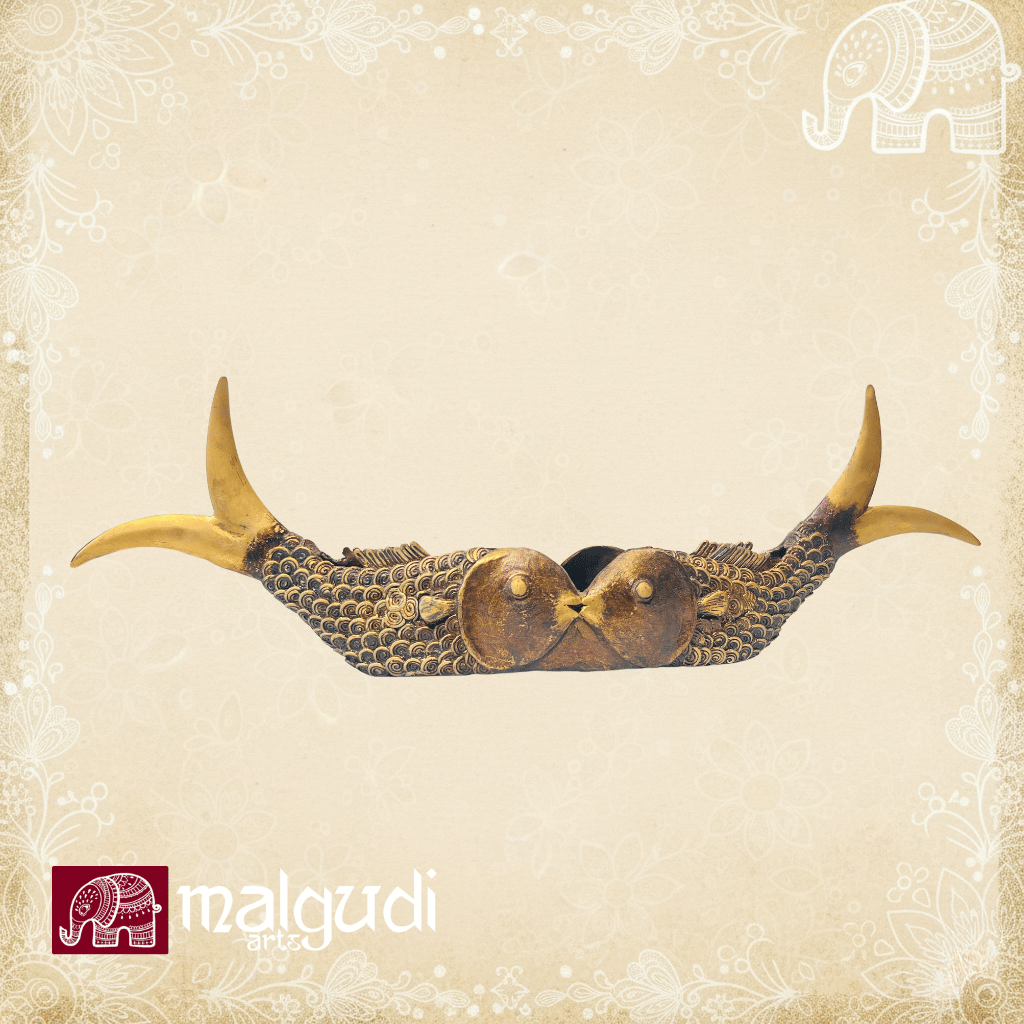 Antique Style Brass and Bronze Fish Bowl Urli by MalgudiArts (view 2)
