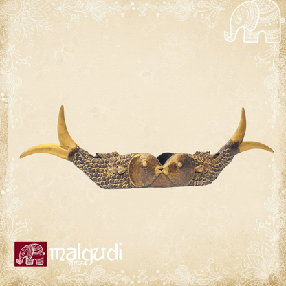 Antique Style Brass and Bronze Fish Bowl Urli by MalgudiArts (view 2)