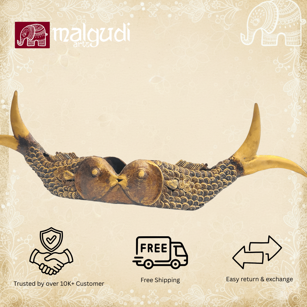 Antique Style Brass and Bronze Fish Bowl Urli by MalgudiArts (view 3)
