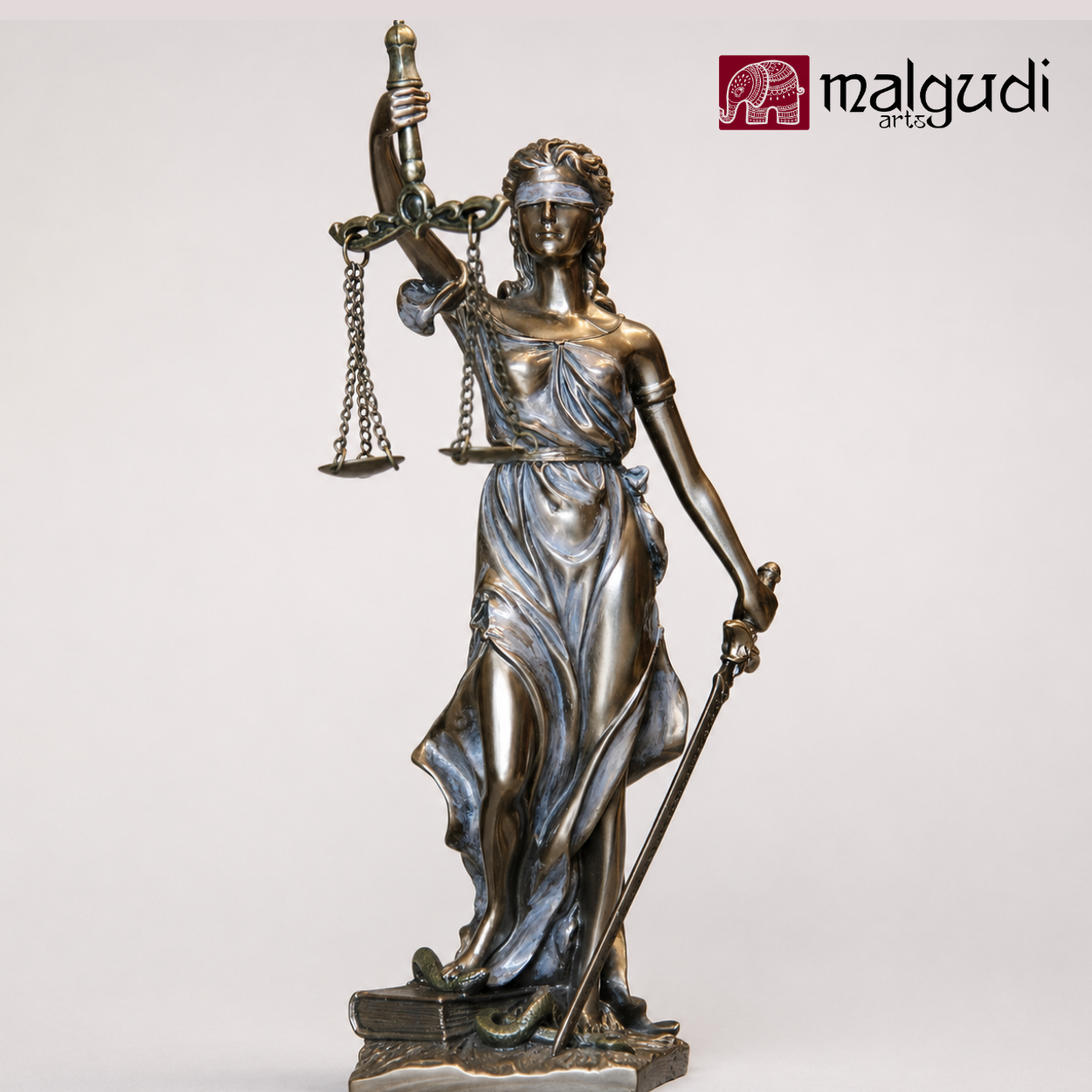 Lady Justice Statue, Matte Bronze Finish Showpiece by MalgudiArts