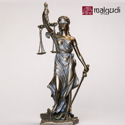 Lady Justice Statue, Matte Bronze Finish Showpiece by MalgudiArts