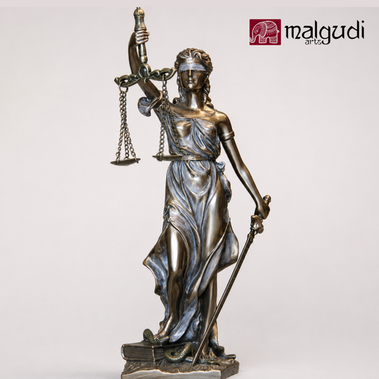 Lady Justice Statue, Matte Bronze Finish Showpiece by MalgudiArts