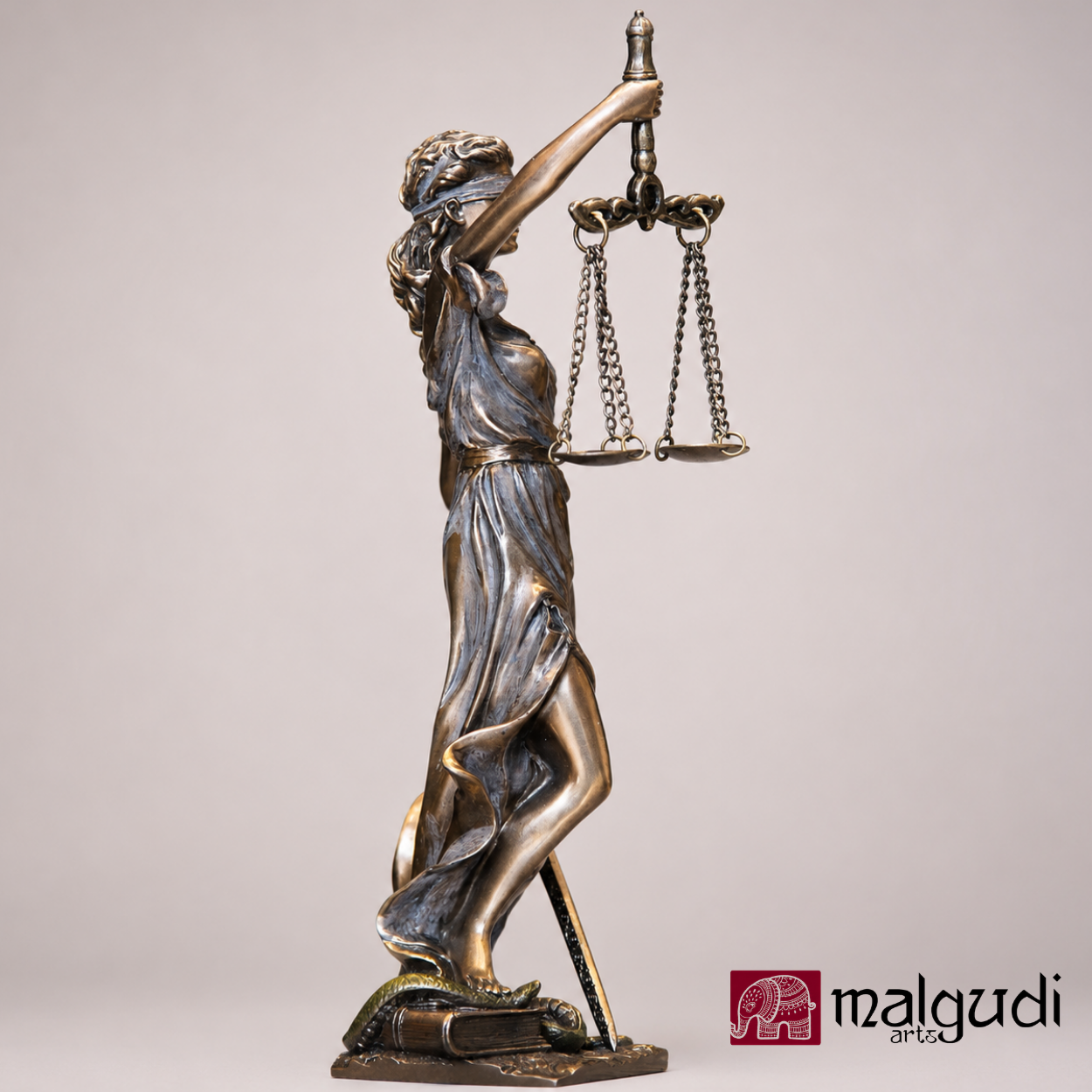 Lady Justice Statue, Matte Bronze Finish Showpiece by MalgudiArts (view 2)