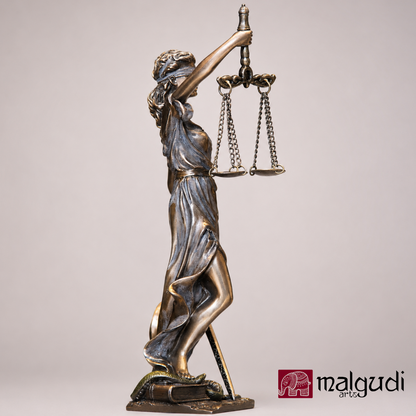 Lady Justice Statue, Matte Bronze Finish Showpiece by MalgudiArts (view 2)