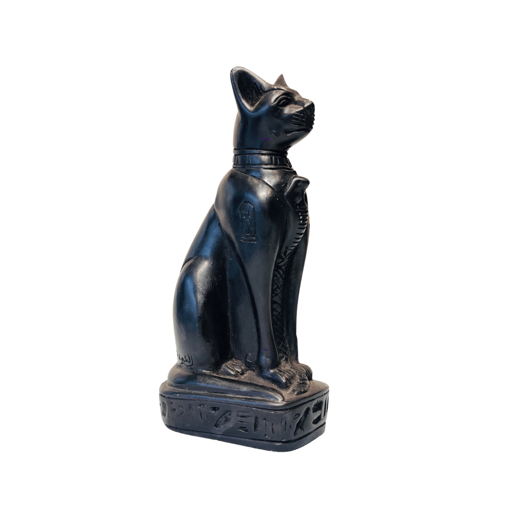 Egyptian Cat Figurine in Black Stone by MalgudiArts (view 2)