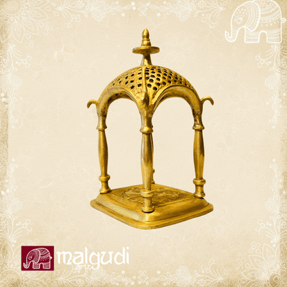 Ornate brass temple mandap, pooja mandir small size
