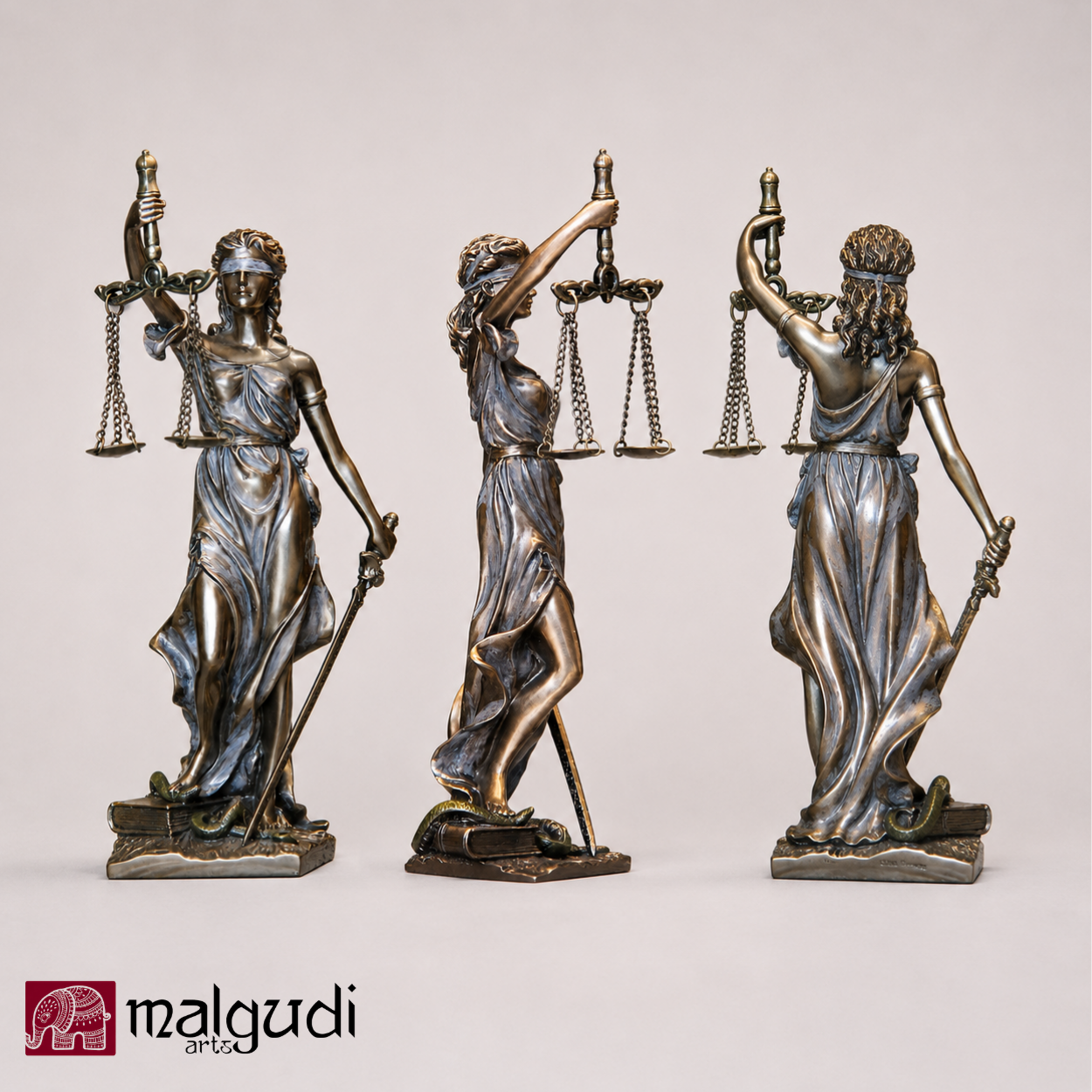 Lady Justice Statue, Matte Bronze Finish Showpiece by MalgudiArts (view 4)