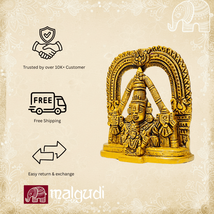 Lord Balaji Venkateswara Statue, 100% Bronze by MalgudiArts (view 3)