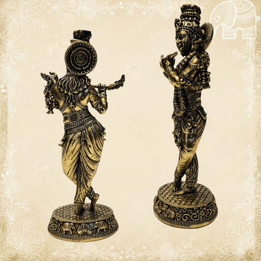 Fine Krishna Brass Statue, Artistic Style by MalgudiArts (view 2)