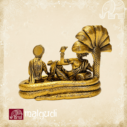 Vishnu and Lakshmi on Shesha Naag Brass Statue by MalgudiArts (view 2)