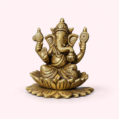 Brass lord ganesha on lotus