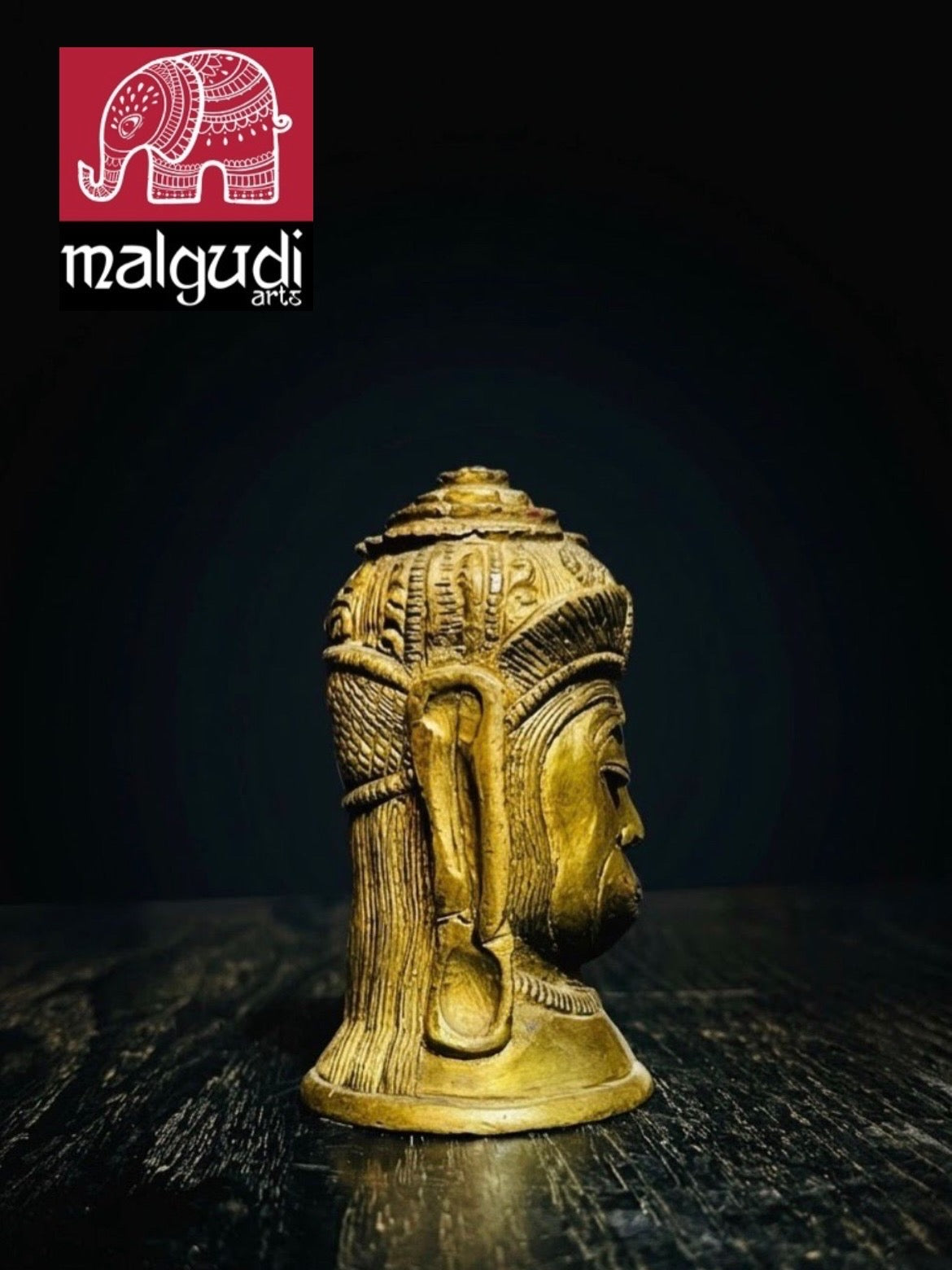 Brass Hanuman Face Antique Wall Sculpture by MalgudiArts (view 2)