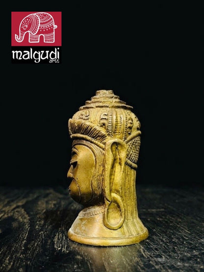 Brass Hanuman Face Antique Wall Sculpture by MalgudiArts (view 3)