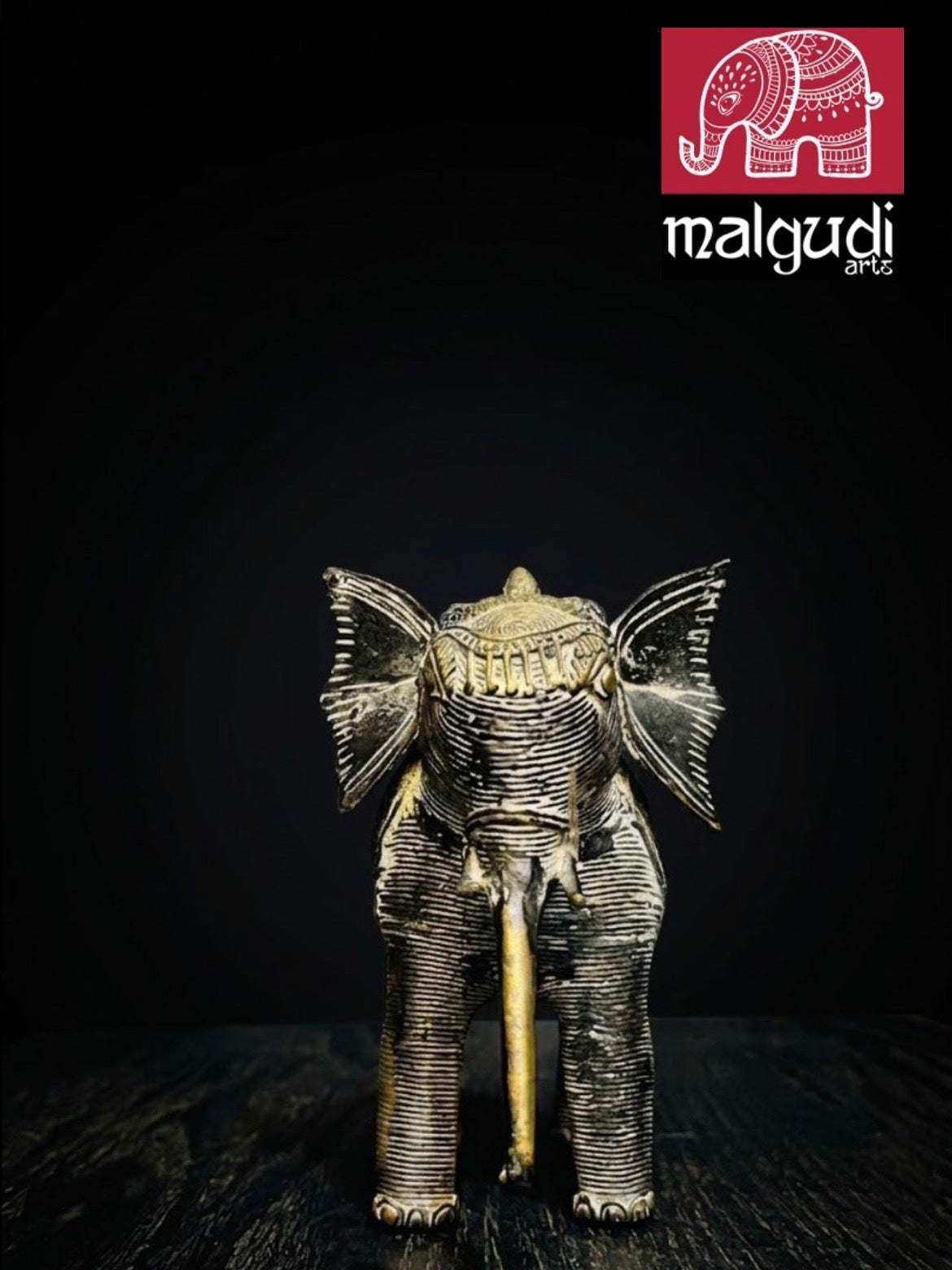 Handmade Dhokra Art Brass Elephant in Black